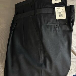 Paul Fredrick Charcoal Wool Gabardine Trousers Brand New/tags.Price is per pair